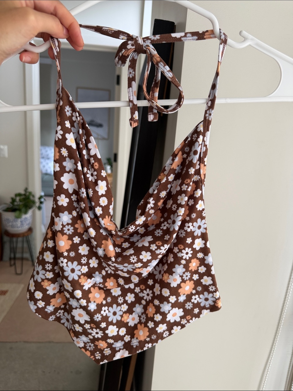 Hollister Brown Floral Halter Crop Top